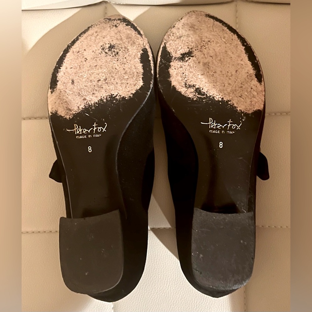 Peter Fox Black Suede Mary Jane Heels Size 8 - Picture 10 of 13